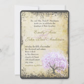 ハートリーフラベンダーツリーヴィンテージバ結婚ードズ 招待状 (裏面)