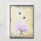 ハートリーフラベンダーツリーヴィンテージバ結婚ードズ 招待状 (正面)