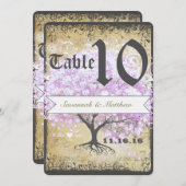 ハートリーフラベンダーツリーヴィンテージバ結婚ードズ 招待状 (正面/裏面)