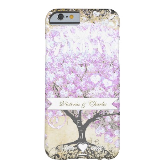 ハートリーフラベンダーツリーヴィンテージバ結婚ードズ Case-Mate iPhoneケース (裏面)