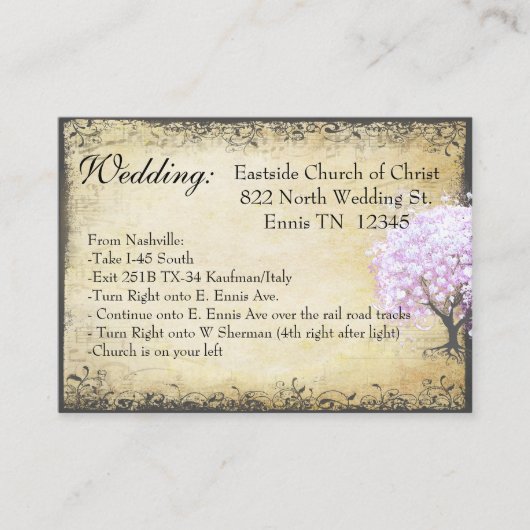 ハートリーフラベンダーツリー結婚方向ズカード エンクロージャーカード (正面)