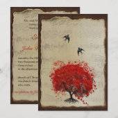 ハートリーフレッドツリーヴィンテージバードウェディング招待状 招待状 (正面/裏面)