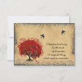 ハートリーフレッドツリーヴィンテージバードクリスマス 招待状 (裏面)