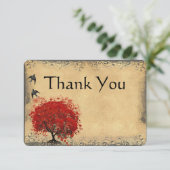 ハートリーフレッドツリーヴィンテージ結婚バードサンキュー サンキューカード (スタンド正面)