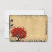 ハートリーフレッドツリーヴィンテージ結婚バードサンキュー サンキューカード (裏面)