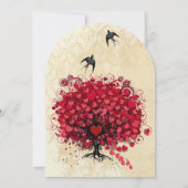 ハートリーフレッドツリーヴィンテージ鳥の結婚式の招待 招待状 (裏面)