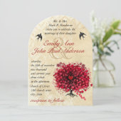 ハートリーフレッドツリーヴィンテージ鳥の結婚式の招待 招待状 (スタンド正面)