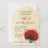 ハートリーフレッドツリーヴィンテージ鳥の結婚式の招待 招待状 (裏面)