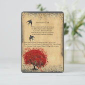 ハートリーフレッドツリーヴィンテージ鳥の結婚式RSVP 出欠カード (スタンド正面)