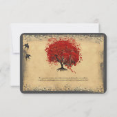 ハートリーフレッドツリーヴィンテージ鳥の結婚式RSVP 出欠カード (裏面)