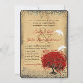 ハートリーフレッドツリー鳩ラブバードウェディング招待 招待状 (裏面)