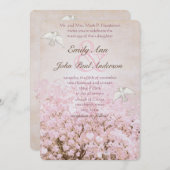 ハートリーフ淡い色のドッグウッドピンクツリードヴ結婚ズ 招待状 (正面/裏面)