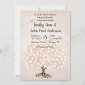 ハートリーフ淡い色の赤面ピンクツリードーヴ結婚ズ 招待状 (正面)