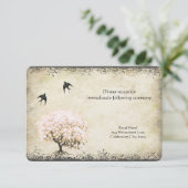 ハートリーフ赤面ピンクツリーヴィンテージラブバード エンクロージャーカード (スタンド正面)