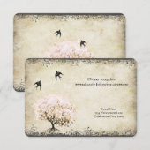 ハートリーフ赤面ピンクツリーヴィンテージラブバード エンクロージャーカード (正面/裏面)