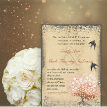 ハートリーフ ライト コーラル ツリー ヴィンテージ バード ウェディング