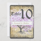 ハートリーフ ラベンダー ツリー ヴィンテージ 鳥 ウェディング 招待状 (裏面)