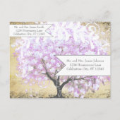 ハートリーフ ラベンダー ツリー ヴィンテージ 鳥 ウェディング 案内ポストカード (裏面)