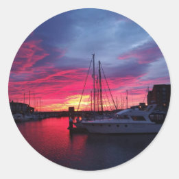 ハートルプール・マリーナの夕焼け ラウンドシール