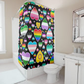 ハートレインボーカラフルプライドフラグlgbtq シャワーカーテン (インサイチュ)