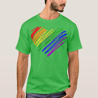 ハートレインボーフラッグLGBTゲイレプライドサポートLGBT Tシャツ