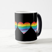 ハートレインボーLGBTQIA国旗、プライドレター モーフィングマグカップ (正面右)