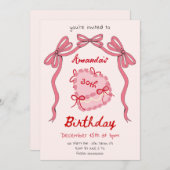 ハートレクトケーキ誕生日 招待状 (正面/裏面)