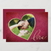 ハートレザープリントラブバレンタインデー写真 シーズンカード (正面/裏面)