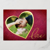 ハートレザープリントラブバレンタインデー写真 箔シーズンカード (正面)