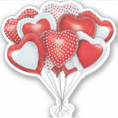 ハートレッドバルーンブーケ |ダイカットのシール シール (正面)