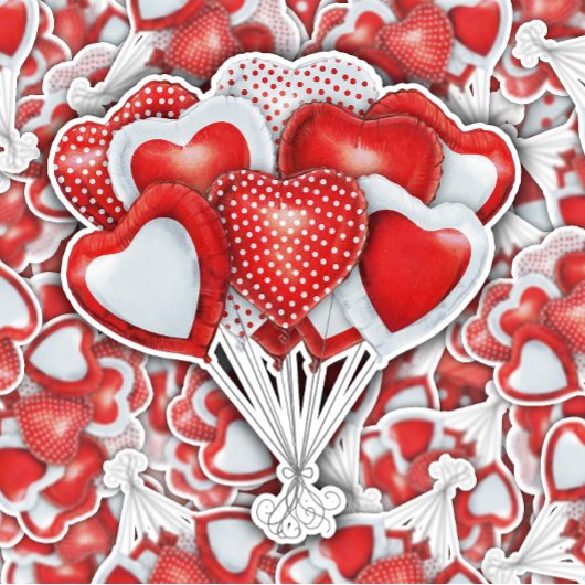 ハートレッドバルーンブーケ |ダイカットのシール シール