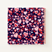 ハートレッドピンク、メイブ、ネイビーのネームリボン ノートブック (裏面)