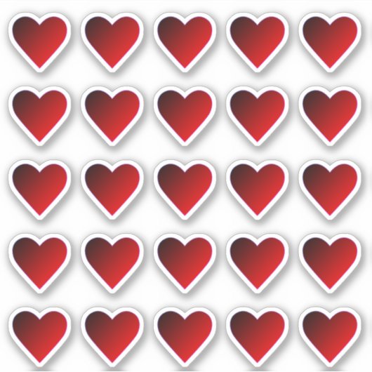 ハートレッドブルゴーニュグラデーションカスタムーのビニールシール シール (正面)