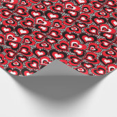 ハートレッド白黒バレンタインデー ラッピングペーパー (角)