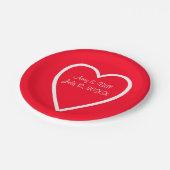 ハートレッド結婚ホワイトのカスタム紙プレート7" ペーパープレート (アングル)