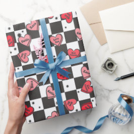 ハートレトロバレンタインズラッピング紙 ラッピングペーパー