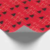 ハートレートとクリスマスツリーのギフトラップ ラッピングペーパー (角)