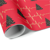 ハートレートとクリスマスツリーのギフトラップ ラッピングペーパー (ロールコーナー)