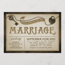 ハートロックおよびスケルトン鍵結婚式招待状