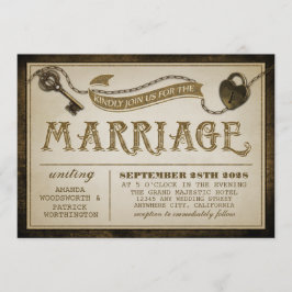 ハートロックおよびスケルトン鍵結婚式招待状 招待状