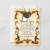 ハートロックおよび鍵ヴィンテージアンティークサンキューカード 招待状 (正面)