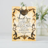 ハートロックおよび鍵ヴィンテージアンティークサンキューカード 招待状 (スタンド正面)