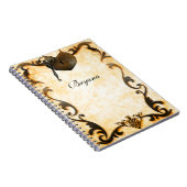 ハートロックおよび鍵ヴィンテージアンティークノートブックジャーナル ノートブック (右側)