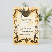 ハートロックおよび鍵ヴィンテージアンティークRSVPカード 出欠カード (スタンド正面)