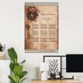 ハートロックと鍵結婚の10台の座席表 ポスター (ホームオフィス)