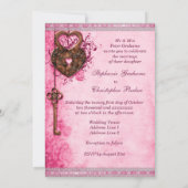 ハートロックアンドキー ピンクウェディング 招待状 (裏面)