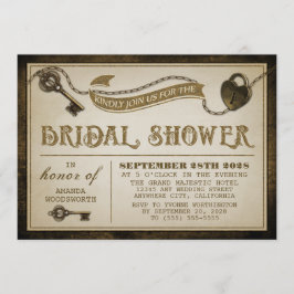 ハートロックスケルトン鍵ブライダルシャワー招待状 招待状