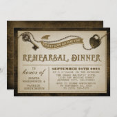 ハートロックスケルトン鍵リハーサルディナー招待状 招待状 (正面/裏面)