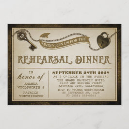 ハートロックスケルトン鍵リハーサルディナー招待状 招待状