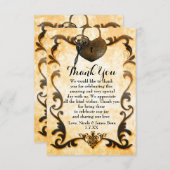 ハートロック&キー ヴィンテージ アンティーク サンクス カード (正面/裏面)